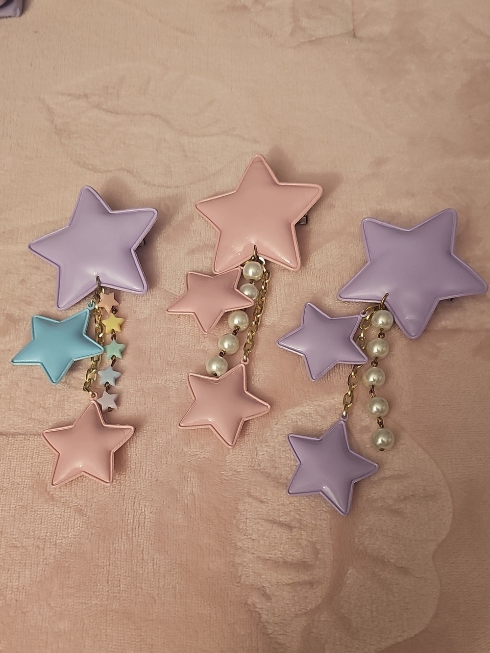 Pastel Star Dangle Hair Clips - Lavender, Pink, Blue